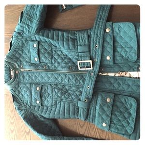 Beautiful Belted Jacket with Leather Collar